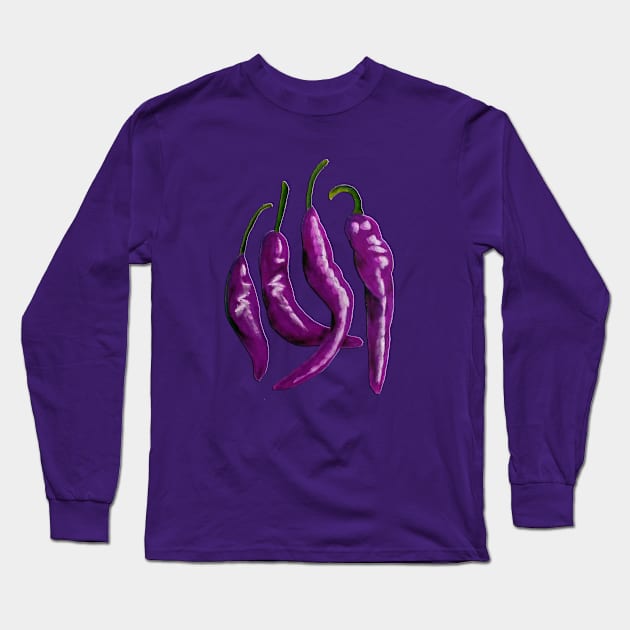 Chili Peppers Long Sleeve T-Shirt by PaintingsbyArlette